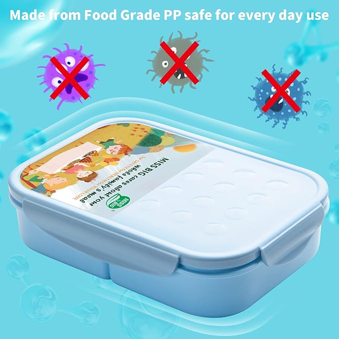 MISS BIG® Bento Box,Bento Box for Kids,Lunch Box Kids,Ideal Leakproof Lunch Box,Lunch Containers No BPAs and Chemical Dyes,M/W,D/W & Fridge Safe(1150ml Blue)