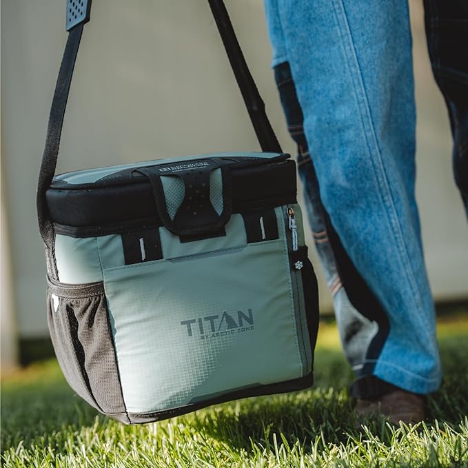 Titan Fridge Cold Zipperless Insulated Lunch Box - With Reusable Gel Ice Packs Plus Food Container Set - Sail Blue