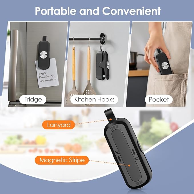 2 Pack Mini Bag Sealer, 2 in 1 Sealer and Cutter, Portable Heat Sealer Machine, Chip Heat Resealer for Snacks & Food Storage, Black/White (Batteries Included)