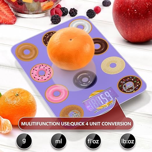 Food Scale Kitchen Scale Food Scales Digital Weight Grams and Ounces Small Electronic Food Scale for Baking Cooking Colorful Donut
