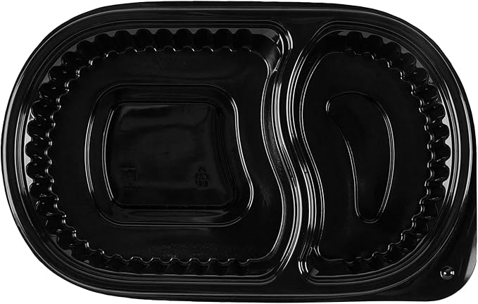 Restaurantware RW Base 20 Ounce Meal Prep Containers, 100 Microwavable To Go Containers With Lids - Disposable, Freezable, Black Plastic Oval Food Containers, Pack Hot And Cold Food, For Takeaway