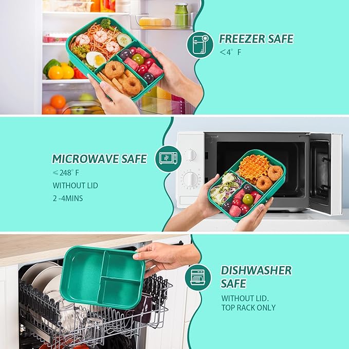 MISS BIG® Bento Box,Bento Box for Kids,Lunch Box Kids,Ideal Leakproof Kids Lunch Box,Lunch Containers No BPAs and Chemical Dyes,M/W,D/W & Fridge Safe(1150ml Green)