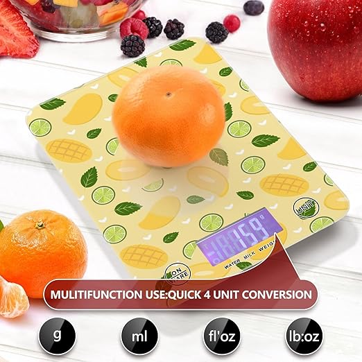 Food Scale Kitchen Scale Food Scales Digital Weight Grams and Ounces Small Electronic Food Scale for Baking Cooking Yellow Mango