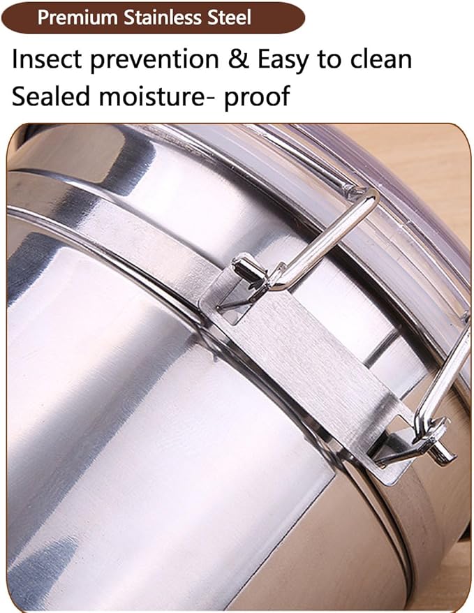 Stainless Steel Food Container with Clear Lids Airtight Container Stackable Small Canisters Kitchen Pantry Storage for Cereal, Snacks, Candy, Herbs, Spices, Sugar, Tea (1.2L Sliver)