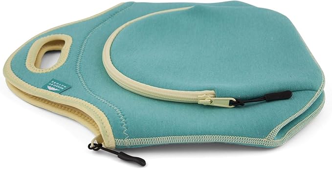 Nordic By Nature Insulated Neoprene Lunch Bag, Soft & Foldable Washable & Reusable Extra-Pocket (L) Lagoon