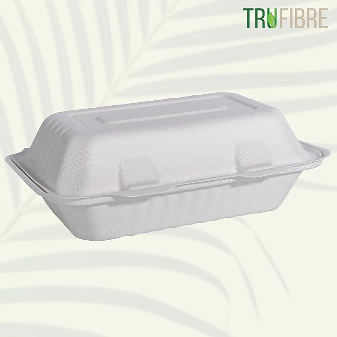 White Disposable To Go Containers with Lids, Clamshell Take Out Boxes, Bento Cakes, Desserts, Sandwiches, Party Favors, Events, 9x6 50 Pack