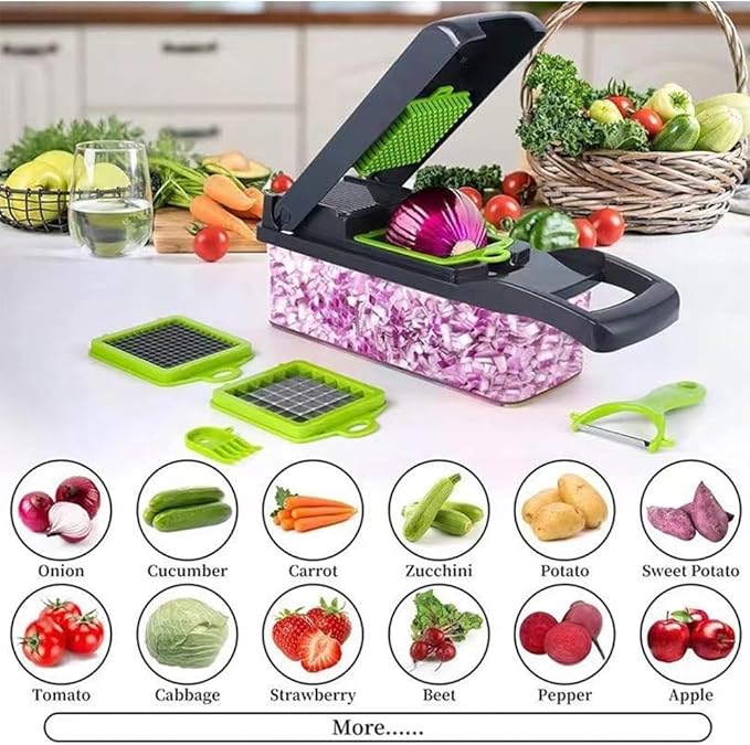 Vegetables Chopper, Versatile Vegetable Chopper, Efficient Slap Food Chopper with Container, Durable Vegetable Grater and Fry Cutter Potatoes