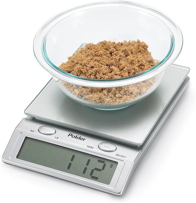Polder Easy-Read Digital Glass Top Scale, 11-Pound (5 kg.) Capacity