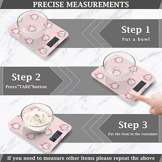 Food Scale Kitchen Scale Food Scales Digital Weight Grams and Ounces Small Electronic Food Scale for Baking Cooking Pink Bunny