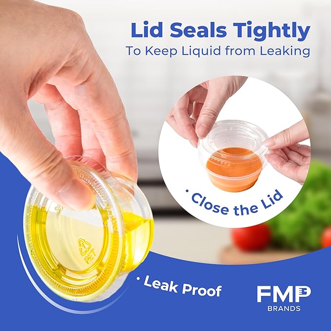 Fit Meal Prep 1250 Pack 1 oz Jello Shot Cups with Lids, Disposable Souffle Portion Cups for Sauce