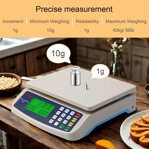 Large Digital Kitchen Scale, Commercial Food Scale 40kg/88lb Price Computing Scale Deli Produce Scale with Tare Function for Kitchen, Farmers Markets, Meat Shop, Deli