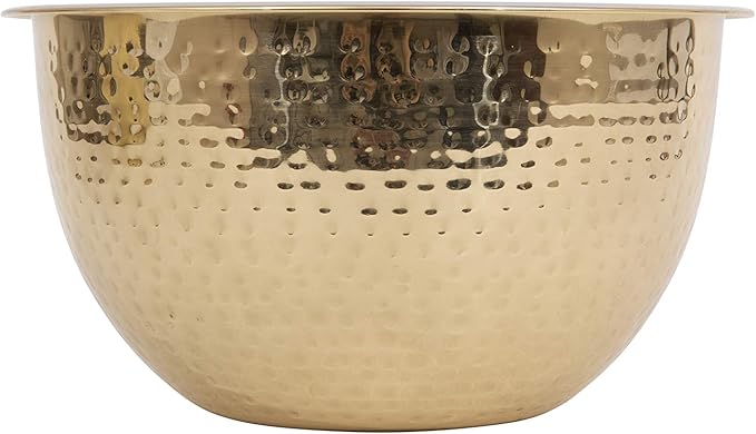 Creative Co-Op Hammered Stainless Steel Bowls in Gold Finish (Set of 3 Sizes)