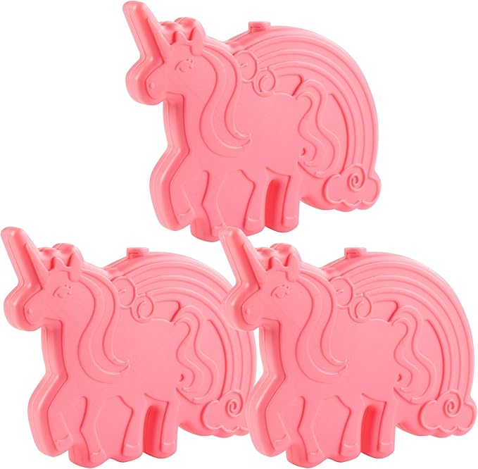 Unicorn Reusable Hard Ice Pack- Set of 3- Fits Easily Inside Kids Lunch Box, Bento, Insulated Cooler Bag- Long Lasting Slim, Space Saving- Cool Freezer Packs Keep Food Cold For Hours Back To School