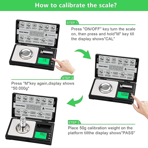 High Precision Milligram Scale,50g/0.001g Digital Mini Pocket Gram Scale,Mg Scale for Weighing Powders,Jewelry, Medicine, Gem, Reloading, with Cal Weight, Tweezer ,Tray and Scoop