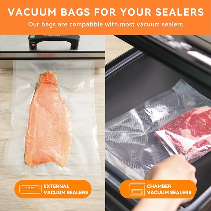 Rolls with Dispenser - 4 Pack 2 Rolls 8"x20' & 2 Rolls 11"x20', Vacuum Sealer Bags, Leakproof Heavy Duty Food Storage for Sous Vide, Meal Prep, Freezer, Compatible with Food Saver, Wevac Core