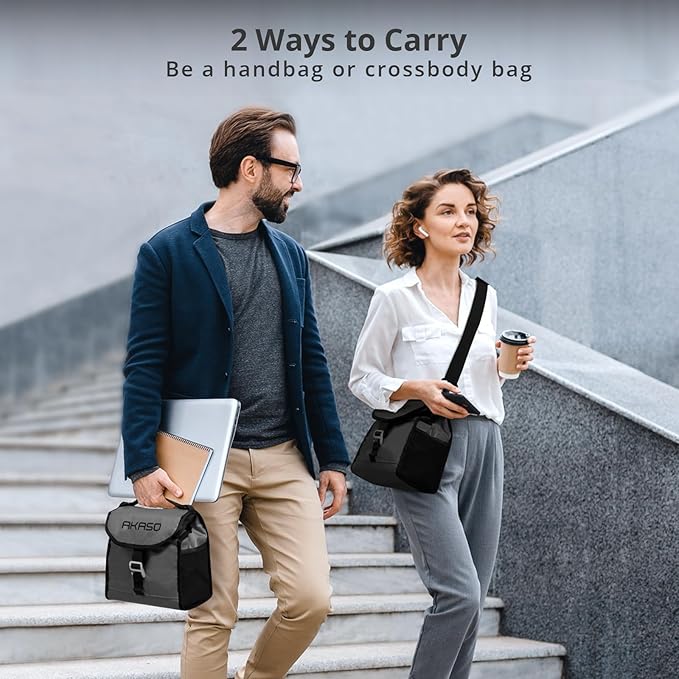 AKASO Insulated Cooler Lunch Bag Packable Lunch Box 12 Can Cooler Bag with Adjustable Shoulder Strap for Office Picnic, Dark Gray
