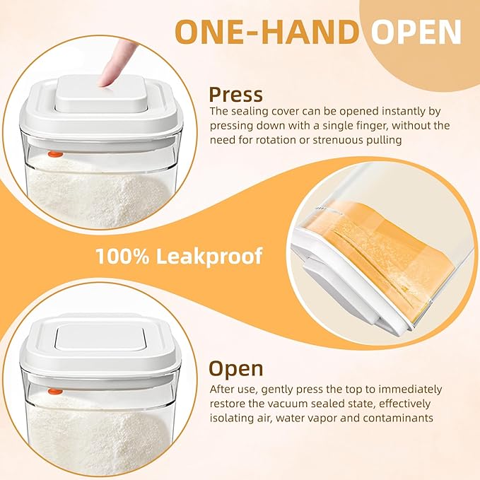 Food Storage Jars with POP-UP Lids- 4 Piece(0.35qt / 11oz),Airtight Food Storage Containers,Storage for Milk Powder Coffee Candy Noodles Nuts for candy snack