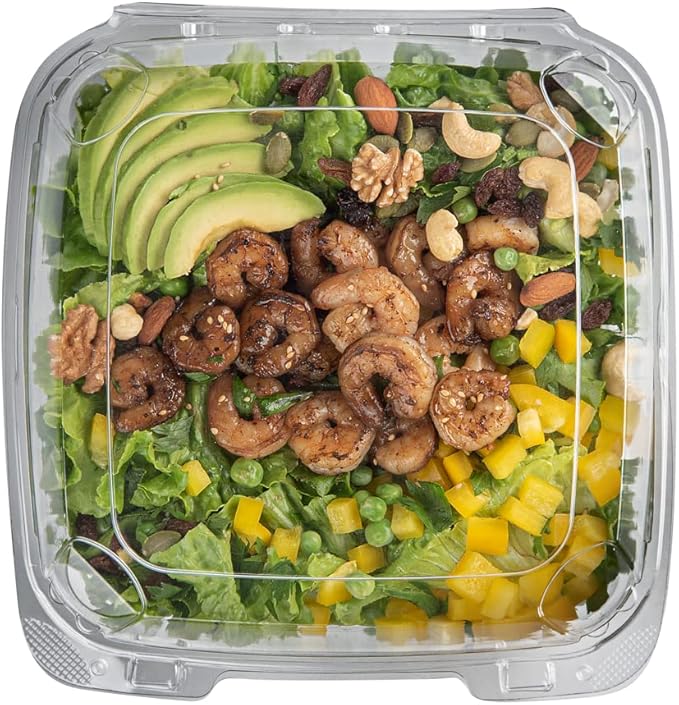 Restaurantware Thermo Tek 45.7 Ounce Clamshell Containers 100 Anti-Fog To Go Food Containers - Freezable Rectangle Clear Plastic Food Packaging Containers Disposable