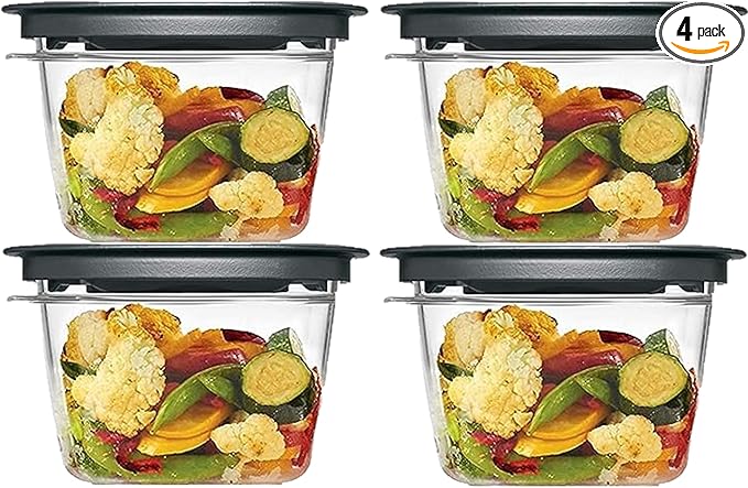 Rubbermaid Premier Bundle, 2 Cup Premier Flex & Seal Food Storage Set, 4 Tritan Containers, 4 Grey Flex and Seal Lids, 8 Piece Bundle Set