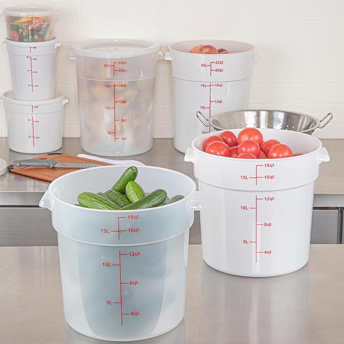 Restaurantware-Met Lux 18 Quart Food Storage Container, 1 Translucent Storage Container - Lids Sold Separately, Red Volume Markers, Dishwashable Container, Side Handles, For Storing Foods