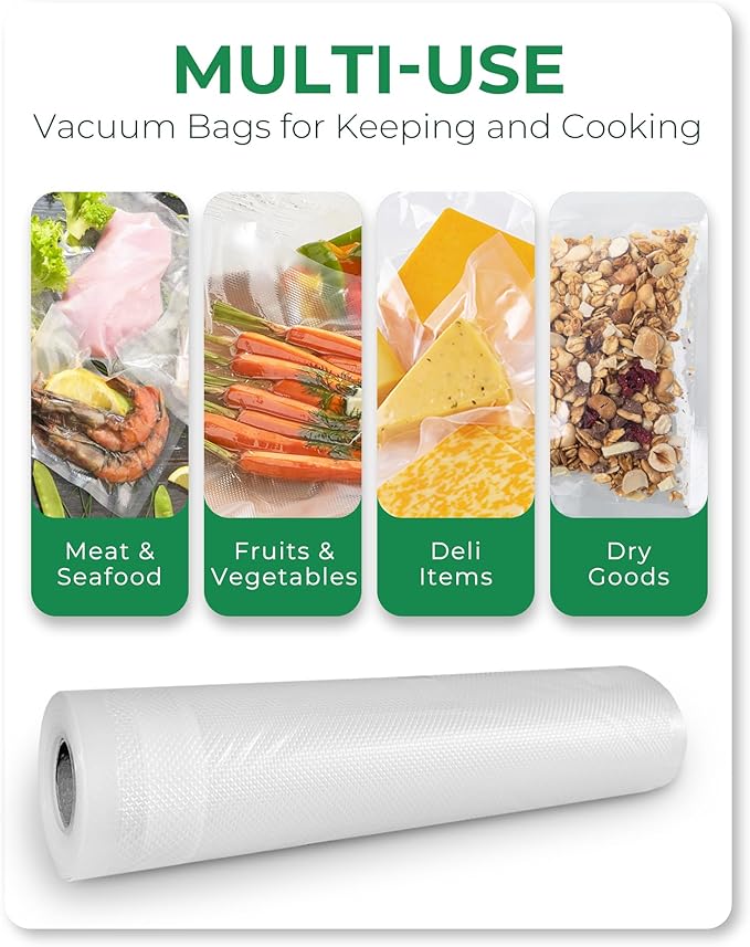 EconoHome Heavy Duty Vacuum Seal Bags for Food - Commercial-Grade, Airtight & Leakproof Plastic Vacuum Storage Bags for Sous Vide, Meal Preparation, Processing & Dry Aging Meat - 8"x20' Roll, 10 Pack