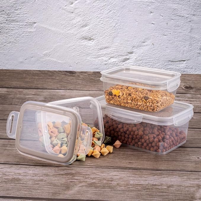 Plasutil 6-Pc Food Storage Containers Set, BPA Free, Airtight Lids with Locking Tabs, Microwave, Dishwasher & Freezer Safe, Ideal for Lunch, Meal Prep & Leftovers, Kitchen and Pantry Organization