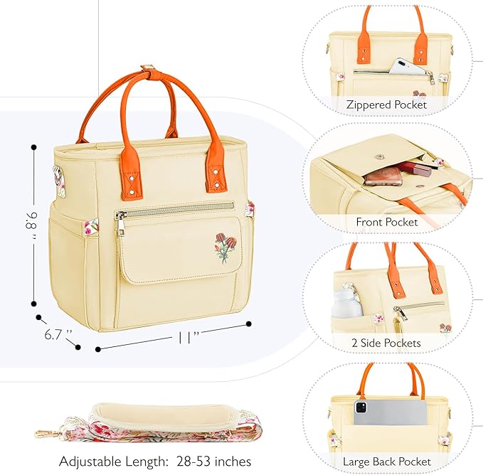 Deluxe Large Insulated Lunch Bag Box Women - Leakproof Waterproof Cooler with Multi Pockets Removable Strap for Work Picnic - Teacher Mothers Day Christmas Birthday Gifts