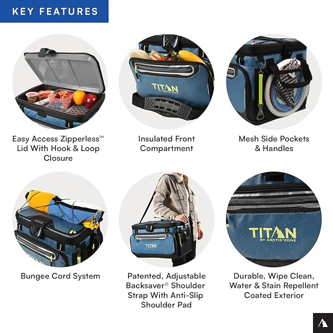 Arctic Zone Titan Deep Freeze Cooler - Zipperless Hardbody Cooler - Small & Large Capacity- Beach & Camping Cooler - Deep Freeze Insulation, HardBody Liner, and SmartShelf