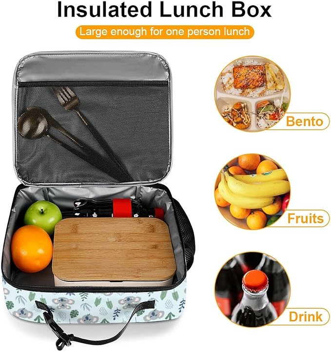 Cute Koalas Reusable Lunch Box Insulated Lunch Bag Cooler Bag Lunchbox Meal Food Container Tote Bag for Women Kids Girls School Camping Hiking Picnic Beach Travel