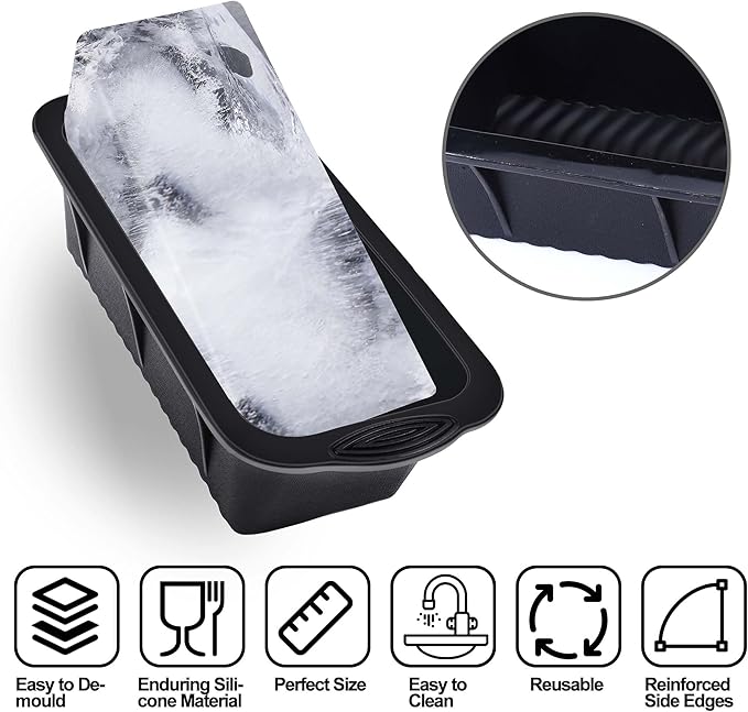 XANGNIER Extra Large Ice Block Mold,2 Pack 4.7lbs Ice Cubes for Cold Plunge or Coolers,Reusable Silicone Ice Molds for Ice Bath Chiller,Big Ice Tray