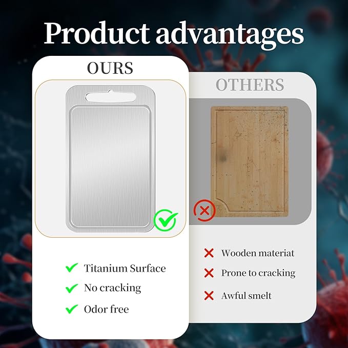 Titanium Cutting Board-Pure Titanium Cutting Boards For Kitchen,Double-Sided Metal Cutting Board with Juice Groove, Separates Meat and Vegetables, Dishwasher Safe (Pure White 14×10 Inch)