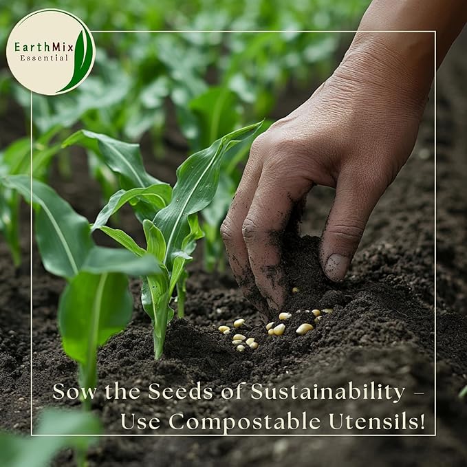 150PCS Compostable Cutlery Set – Eco-Friendly, Heavy-Duty Utensils (50 Forks, 50 Spoons, 50 Knives) – Biodegradable utensils set, Disposable Silverware for Parties, BBQs, Picnics & Daily Use