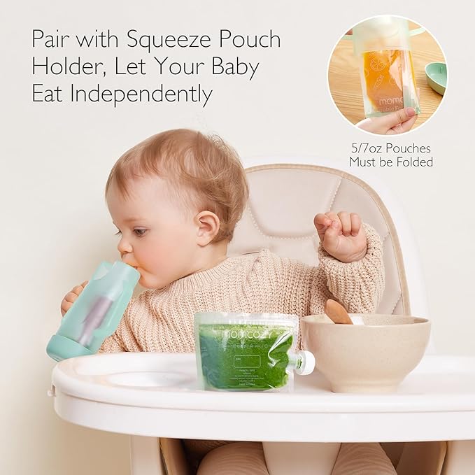 Momcozy Reusable Baby Food Pouches for Toddlers,BPA Free Plastic,Food Safe,Freezer Safe,Refillable for Applesauce Yogurt & Puree Squeeze Pouch,10 packs,5oz