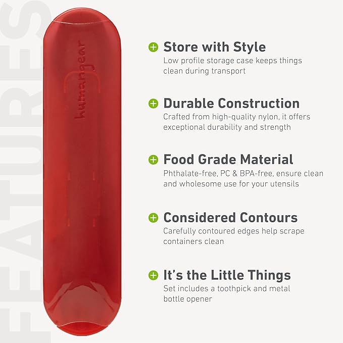 Title: humangear GoBites Trio - Travel & Camping Utensils - Portable & Convertible Dining Ware - Multi-Functional Knife, Fork, Spoon & Toothpick, Red