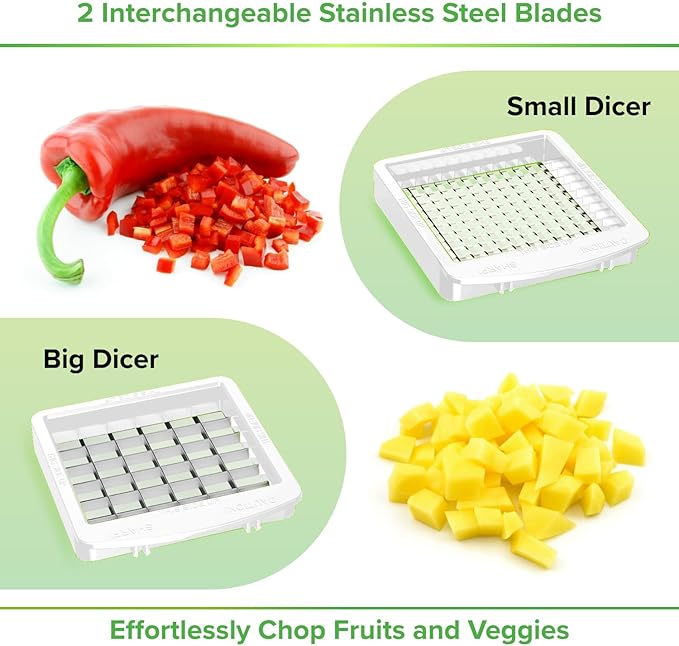 PrepNaturals Vegetable Chopper with Container, Food Chopper with Container - Mandoline Slicer for Kitchen (4 in 1, Blue/White)