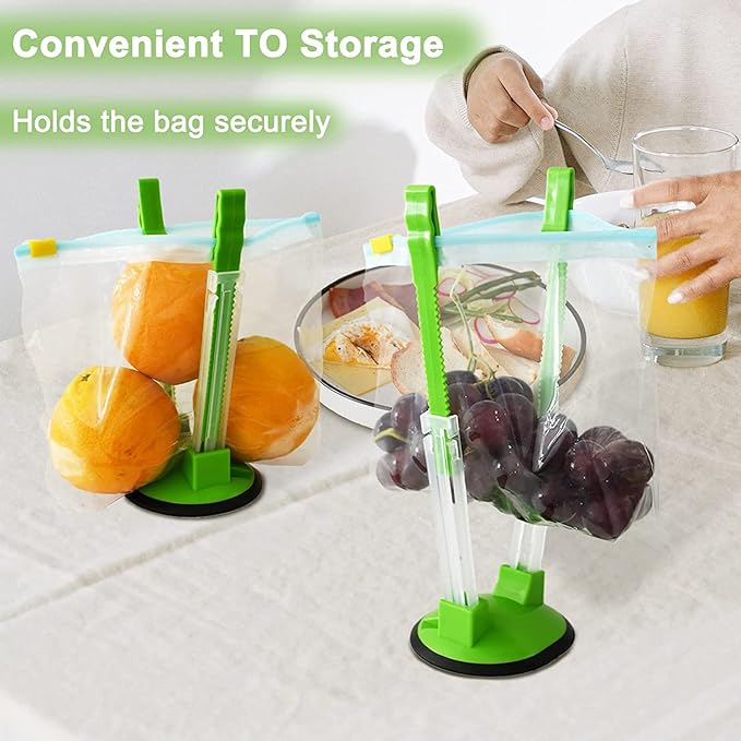 12 Pack Baggy Rack Stand Adjustable Freezer Bag Holder Stand Ziplock Bag Holder for Filling With No Food Spills or Kitchen Mess (Multicolor)