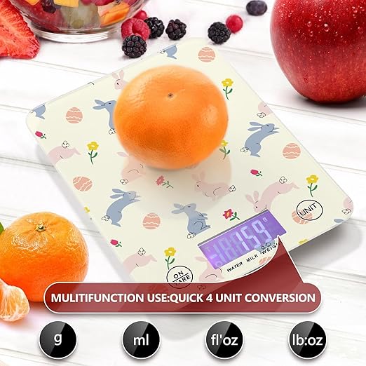 Food Scale Kitchen Scale for Baking Cooking Digital Food Weighing Measuring Scale Small Waterproof Electric Food Scale Easter Bunny Eggs