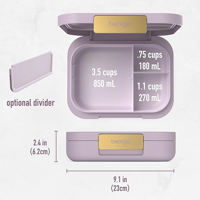 Bentgo Modern - Leak-Resistant Bento Lunch Box For Adults, Teens, & Larger Appetites; Reusable BPA-Free Meal Prep Container with 3 or 4 Compartments, Dishwasher/Microwave Safe; 44oz (Orchid)