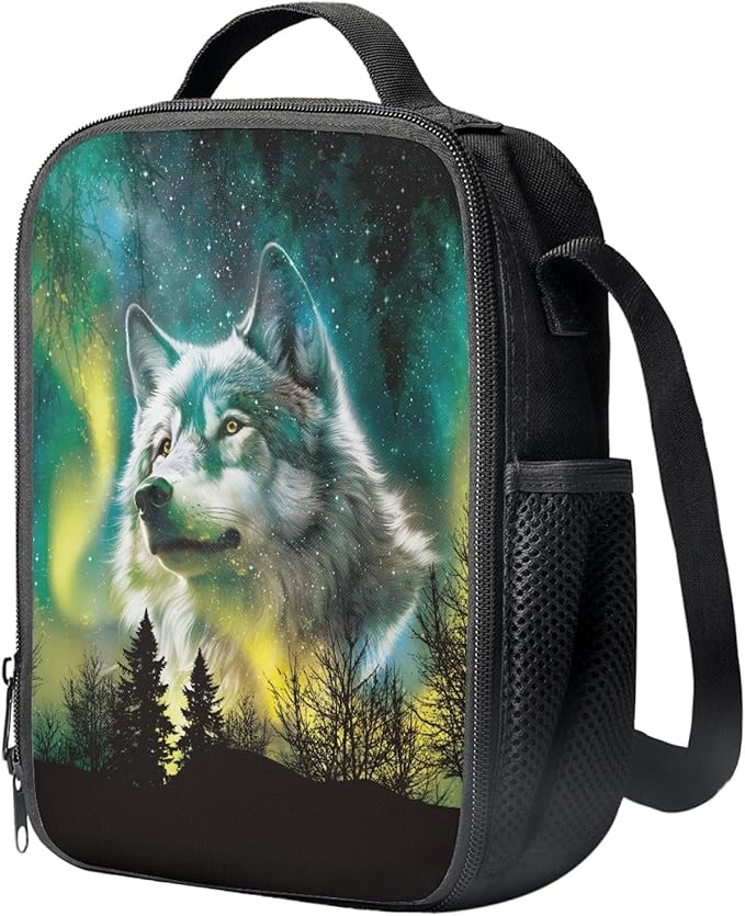 Dolyues Wolf School Backpack Bookbag with Lunch Box Pencil Case 3pcs Boys Backpacks Cool School Bookbag with Meal Bag Pen Bag for Kids Children