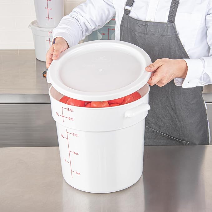 Restaurantware-LIDS ONLY: Met Lux Food Container Lids, 10 Round Lids For Storage Containers - Containers Sold Separately, With Pull-Corner Tab, White Plastic Lids, Dishwashable, Freezable