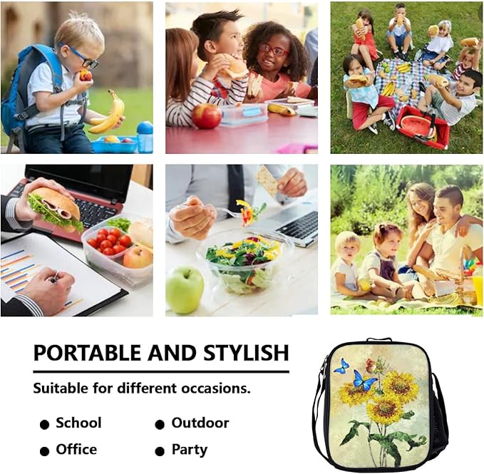 Butterfly Backpack For Girls - Butterfly Backpack 3 PCS for Teens, Boys and Girls Butterfly Bookbag, Butterfly Insulated Lunch Bag and Butterfly Pencil Case Perfect for School and Everyday Use.
