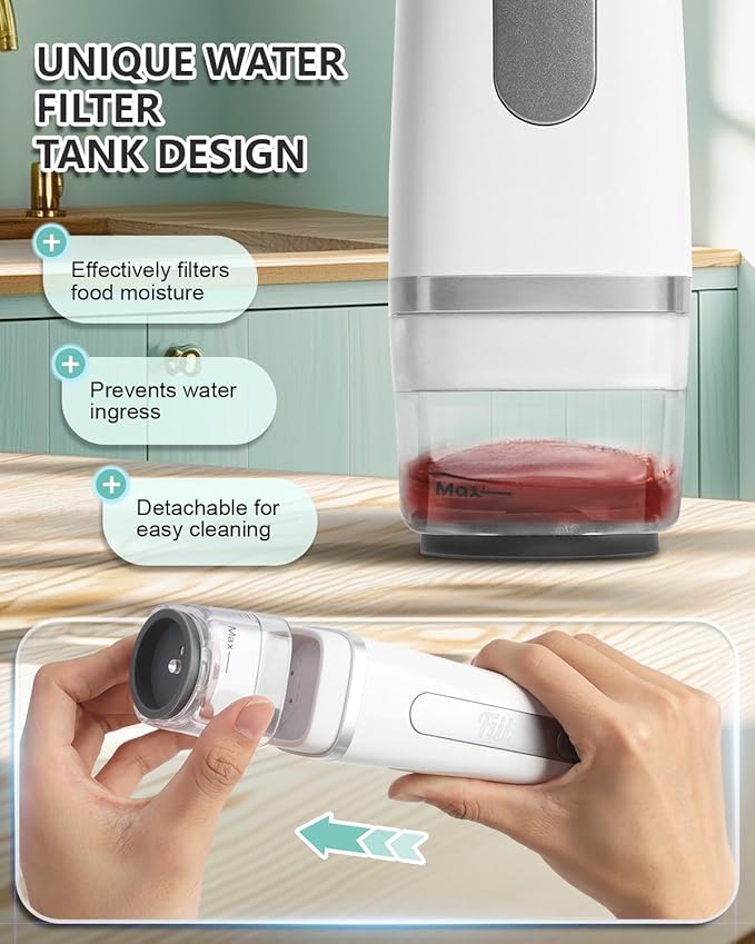 Fiii Vacuum Sealer with 30 Reusable Bags for Food, Powerful Handheld Vacuum Sealer Machine with Visible Water Tank, One Touch Kitchen Storage and Preservation, white & gray