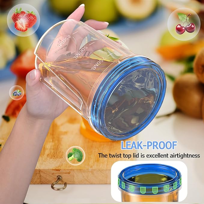 6 Pack-32 OZ Freezer Storage Containers, Round Plastic Containers with Twist Top Lids, BPA Free Food Storage Containers, Leakproof Meal Prep Containers Microwave/Dishwasher Safe