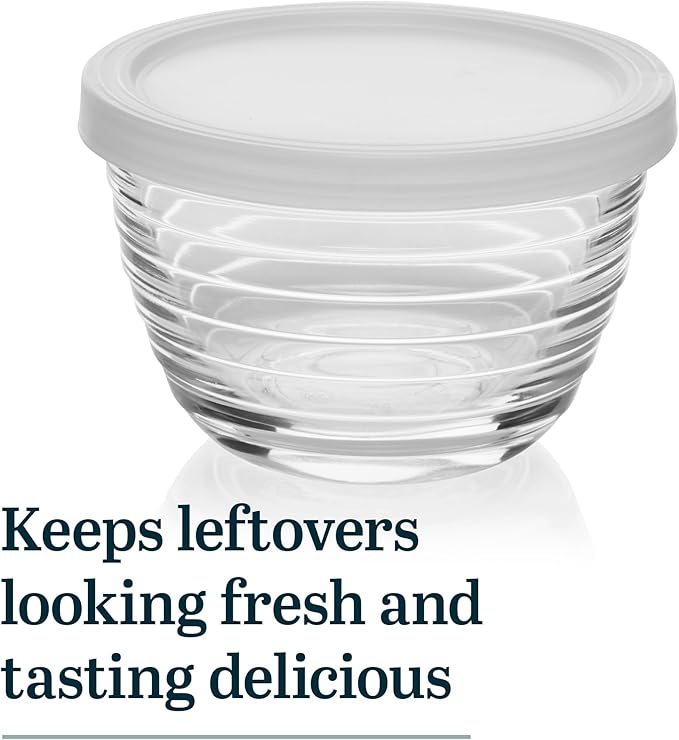 Libbey Small Glass Bowls with Lids, 6.25 ounce, Set of 8, Clear, 3.45-inch Diameter