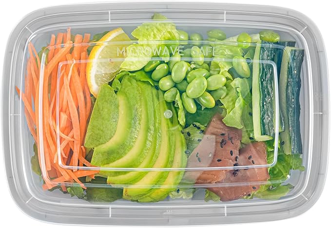 Restaurantware Asporto 24 Ounce Take Out Containers, 100 Food Containers With Lids - Microwavable, Disposable, Silver Plastic To Go Food Containers, No BPA, For Take Out And Delivery
