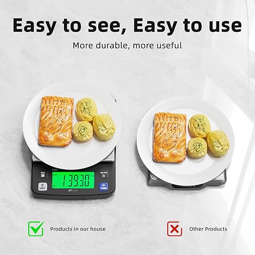 Polit Food Kitchen Scale KPT, 13lb/6Kg Digital Kitchen Scale Weight Grams Ounces 0.5g/0.01oz Accuracy, Premium Stainless Steel with LCD Display, 4 Units for Baking and Cooking (Power Adaptor Included)
