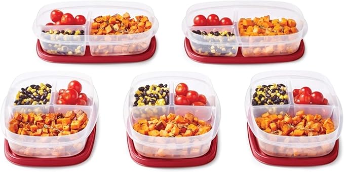 Rubbermaid EasyFindLids Meal Prep Containers 5.1 Cup Red