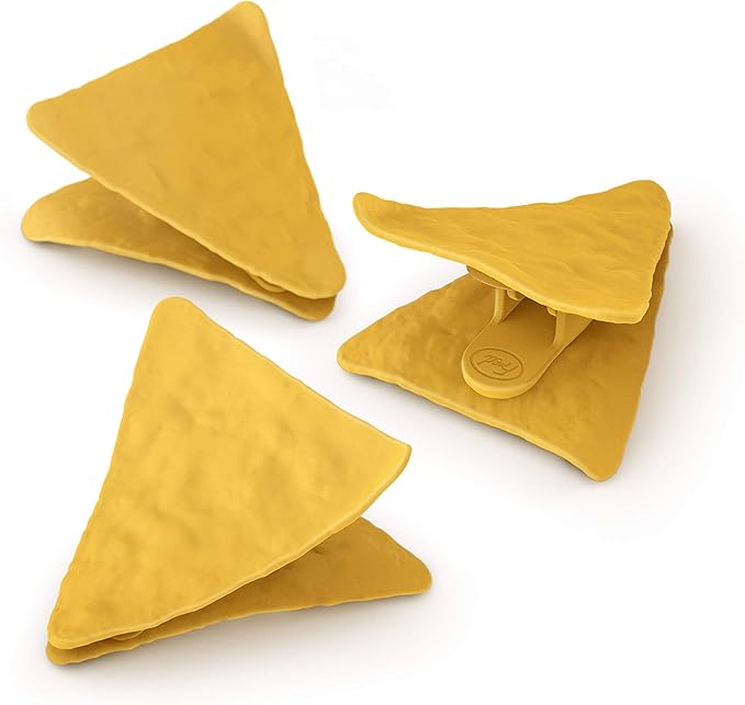 Genuine Fred, TORTILLA CLIPS - Set of 4 - Tortilla Chip Bag Closures, Chip Clips, Bag Clips - Exclusive Patented Design