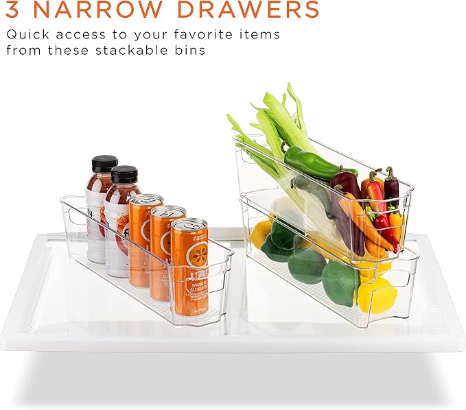 Sorbus Fridge Bins and Freezer Bins Refrigerator Organizer Stackable Food Storage Containers BPA-Free Drawer Organizers for Refrigerator Freezer and Pantry (Pack of 8)