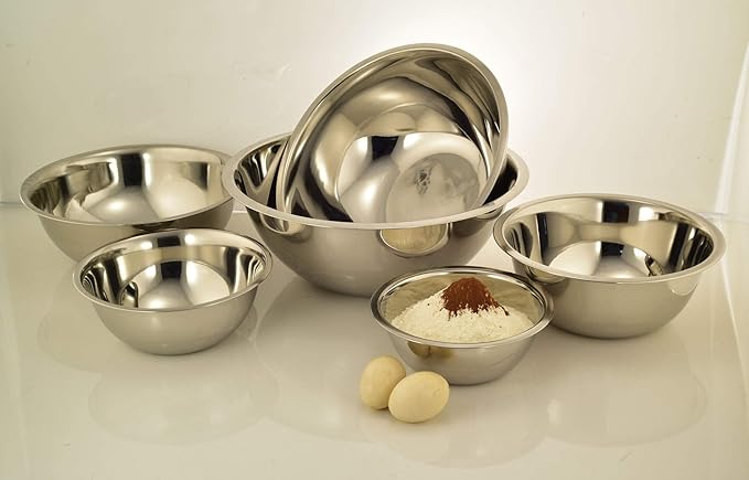 AVADOR Premium Stainless Steel Mixing Bowls, Set of 6 Brushed Stainless Steel Mixing Bowl Set, Easy To Clean, Space Saving, Great for Cooking, Baking, Prepping (6 pc Mixing Bowl)